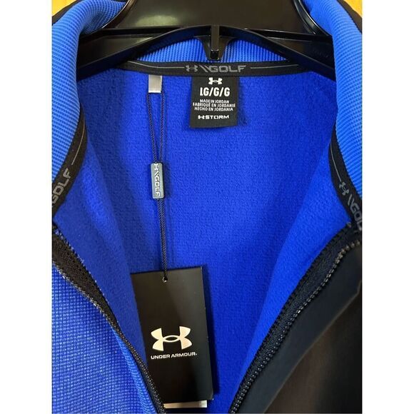 UNDER ARMOUR Sweater Adult Large Blue Golf Fleece Pullover 1/4 Zip nwt (0610) - Picture 4 of 6